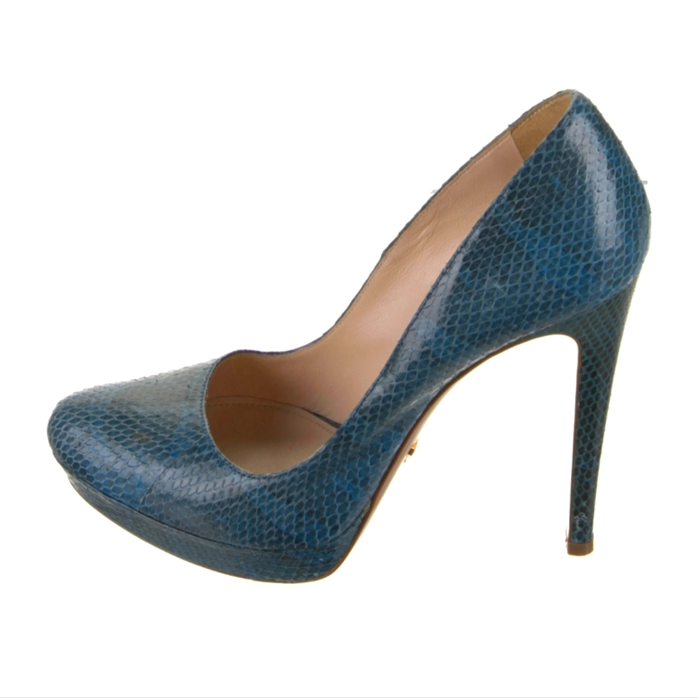 Blue Snakeskin Prada Pumps